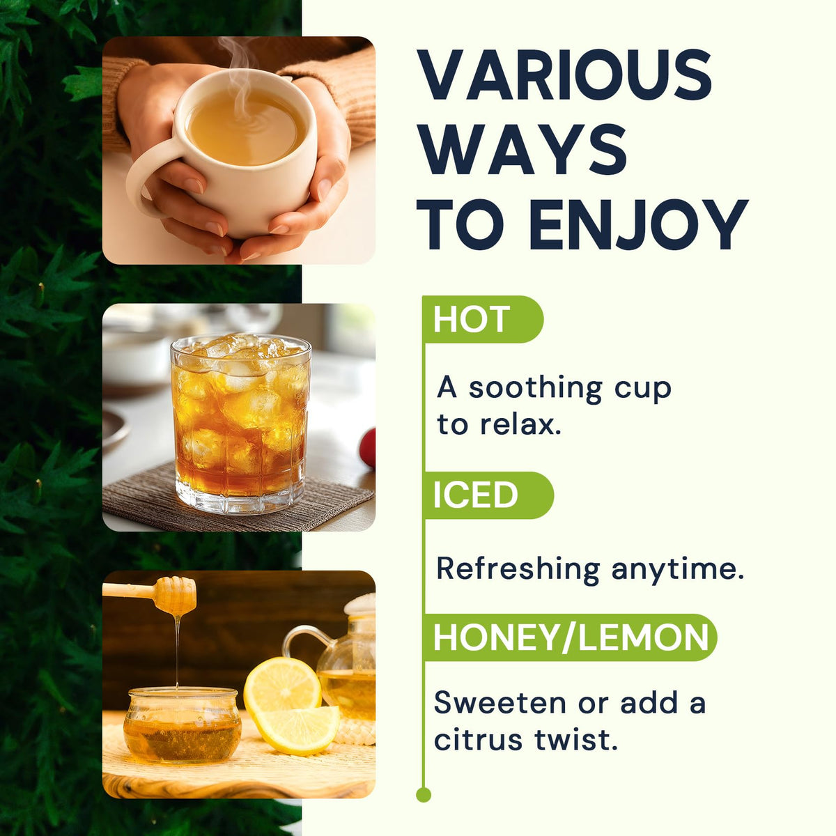 HIIHONE Soursop Tea steaming mug capturing aroma and flavor