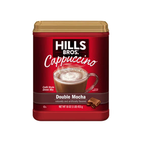 Hills Bros Cappuccino Double Mocha 3-pack side view, space-saving on the counter.