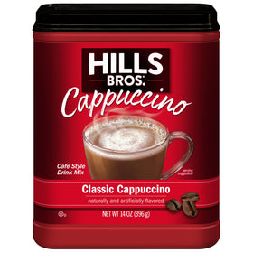 Hills Bros Cappuccino Mix cup pour creates cafe-style flavor at home