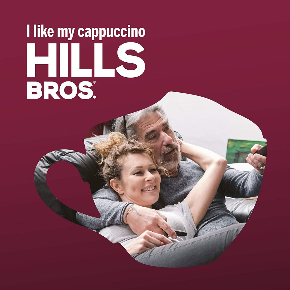 Creamy froth texture from Hills Bros Cappuccino Mix enhances every sip.