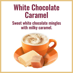 Hills Bros Cappuccino Mix white chocolate caramel notes enrich flavors.