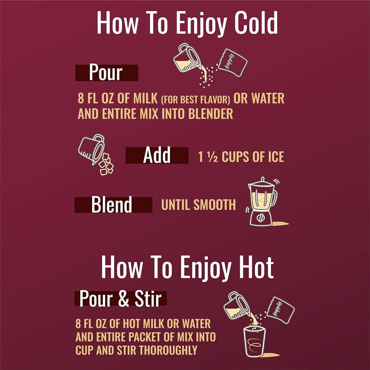 Hills Bros Frappés Chocolate Espresso hot beverage with warm milk for cozy sweetness.