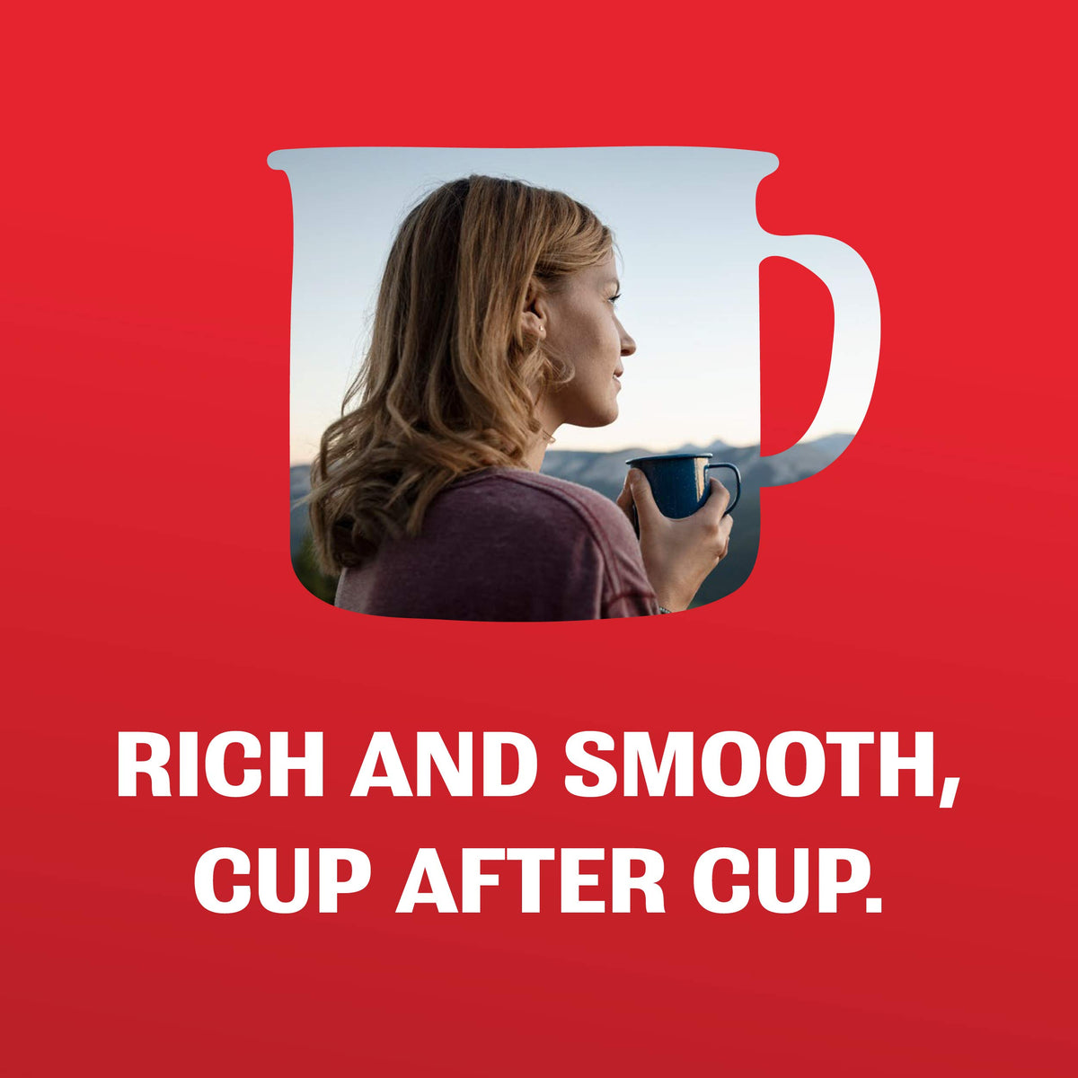 Hills Bros. Medium roast coffee cup showing balanced aroma and depth.