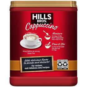 Close-up of Hills Bros Salted Caramel Cappuccino powder revealing texture