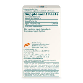 Himalaya Fenugreek daily serving label showing 1,050 mg per serving