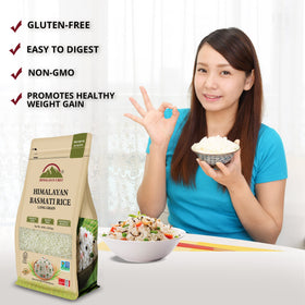 Himalayan Chef Basmati grains plated with curry, elevating pulao, pilaf, or biryani.