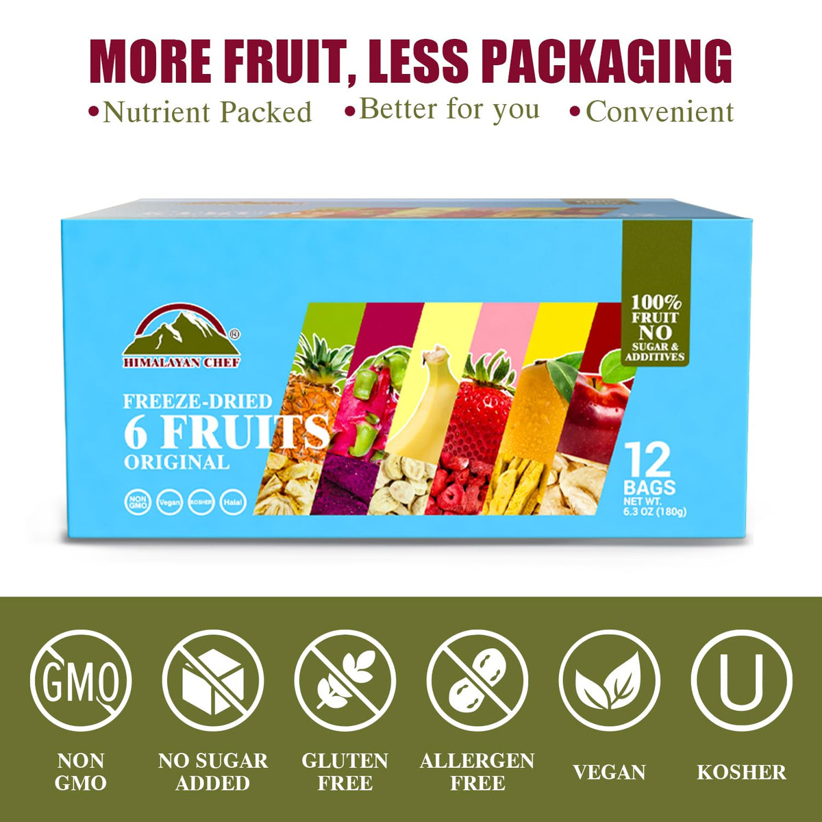 Himalayan Chef Freeze-Dried Fruit Mix bag two-fruits; soft bite-friendly for kids.