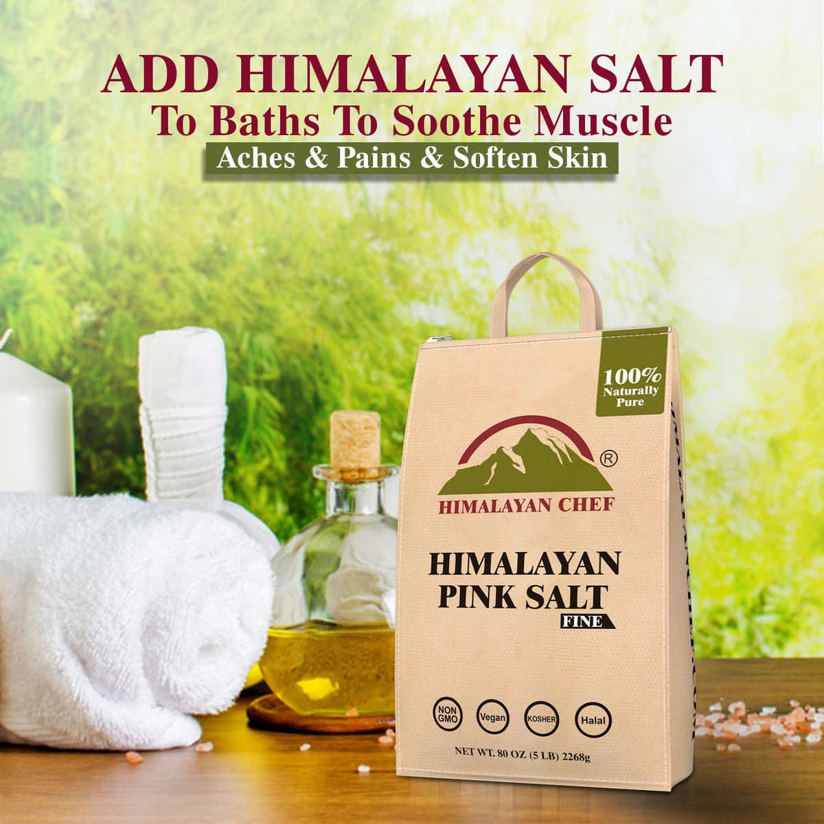 Himalayan Chef kosher halal-certified salt label signals quality.