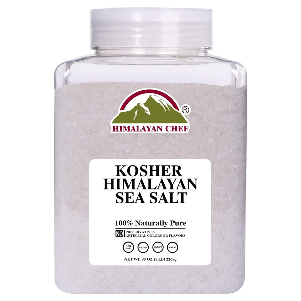 Himalayan Chef Kosher Sea Salt jar label showing clean packaging for everyday cooking