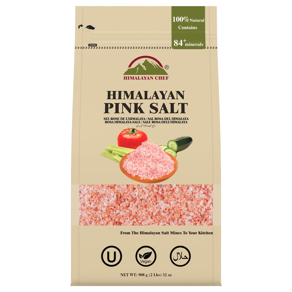 Himalayan Chef Pink Salt coarse grain bag for grinders and everyday cooking