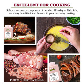 Himalayan Chef pink salt coarse-grain jar suitable for grinders.