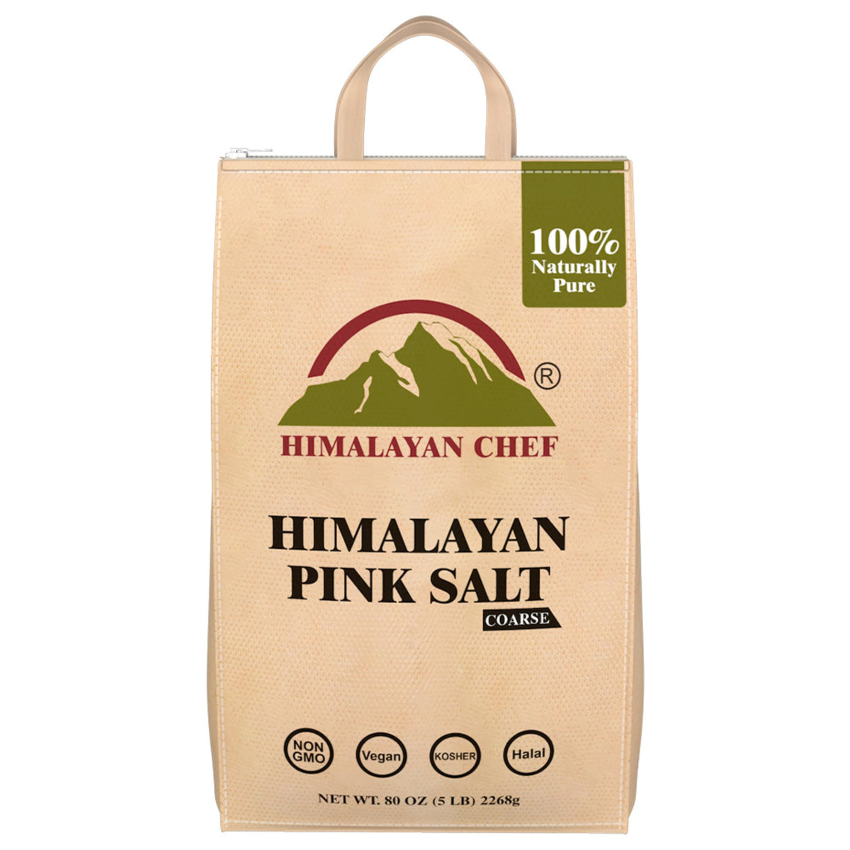 Himalayan Chef pink salt coarse grains for grinder refills with mineral-rich flavor.