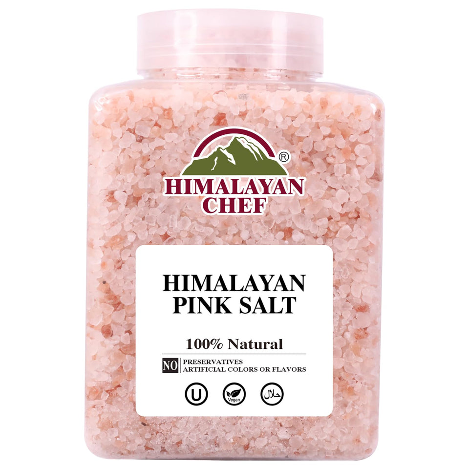 Himalayan Chef Pink Salt coarse-jar ready for cooking and grinder refills