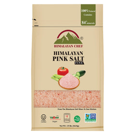 Himalayan Chef pink salt extra-fine grains in a 19 lb bag for everyday cooking