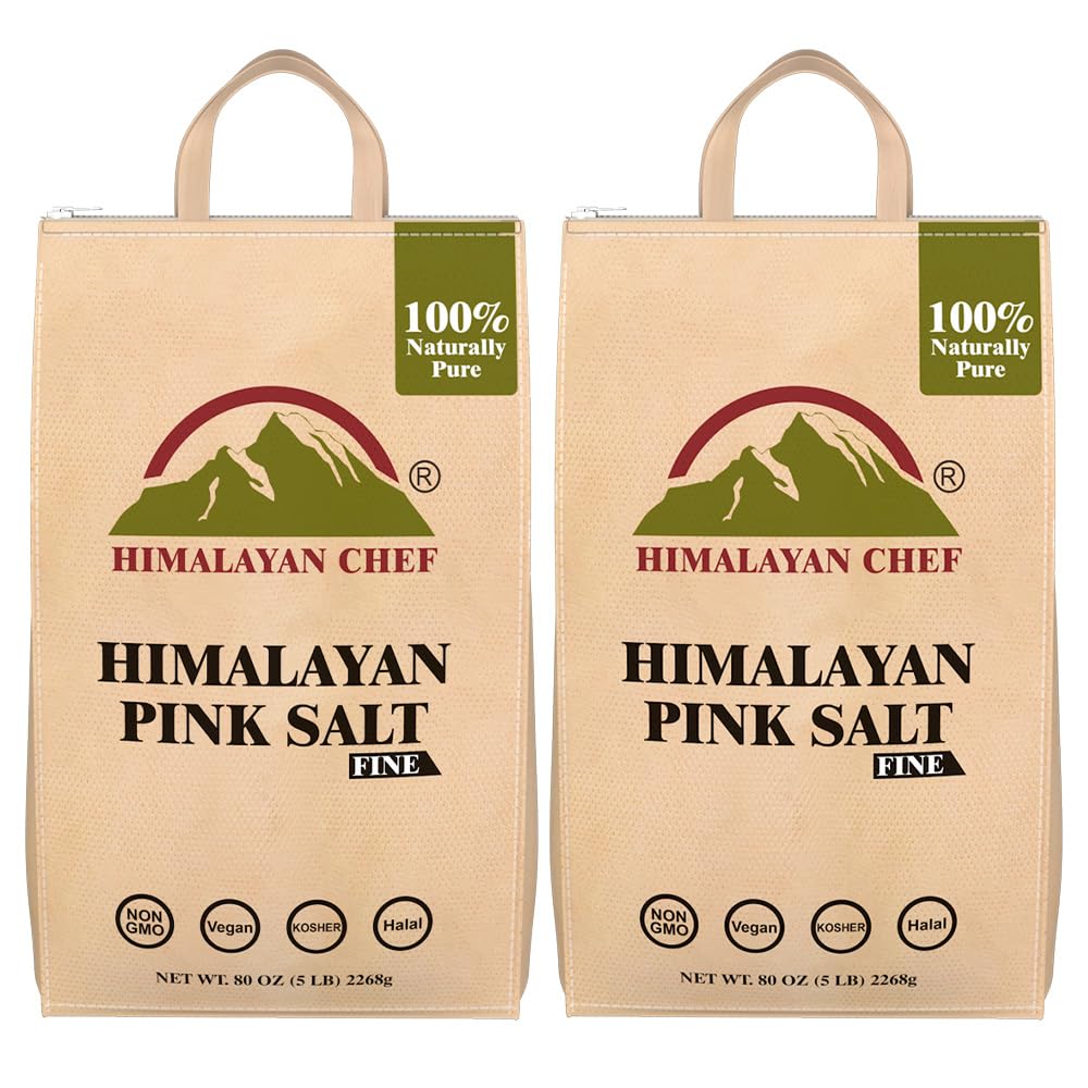 Himalayan Chef Pink Salt fine grain bags for easy kitchen storage and daily cooking