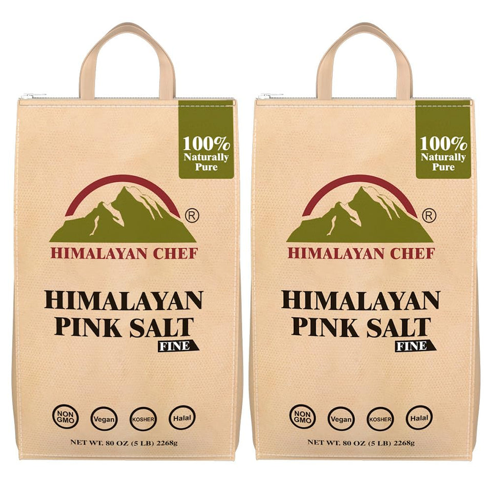 Himalayan Chef Pink Salt fine grain bags for easy kitchen storage and daily cooking