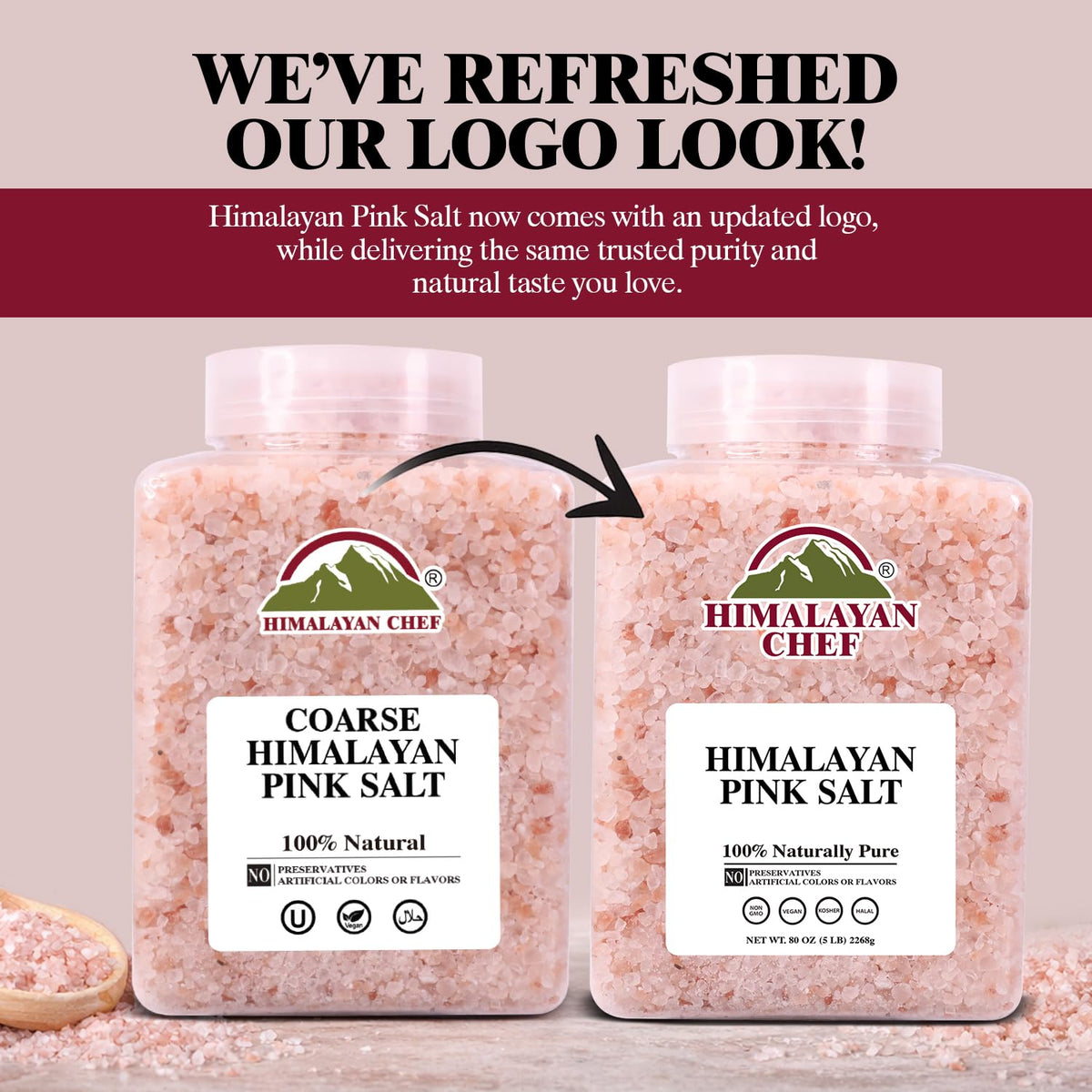 Himalayan Chef Pink Salt grinder-refill with coarse grains for seasoning