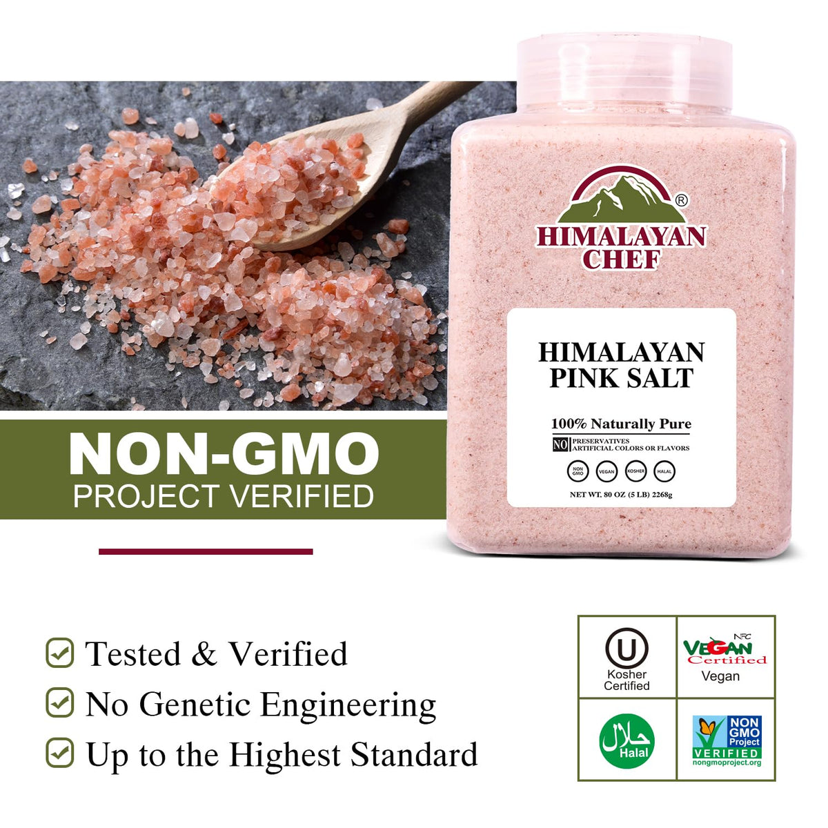 Himalayan Chef pink salt in kitchen for precise cooking and seasoning.