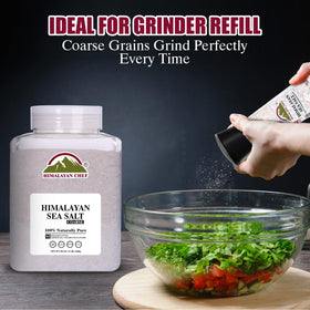 Himalayan Chef coarse salt crystals on meat for enhanced flavor