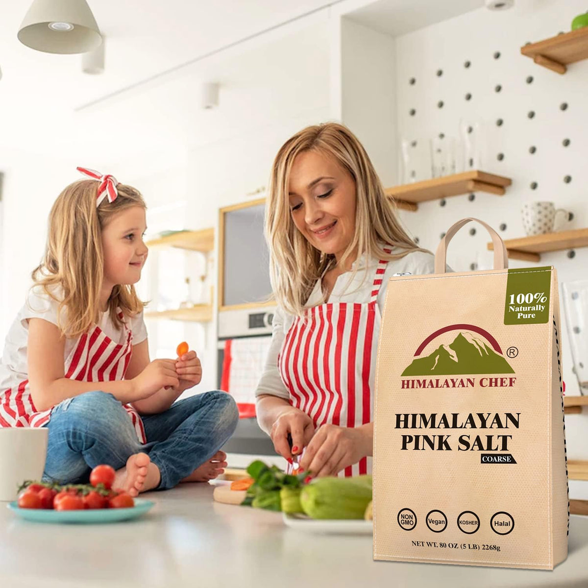 Himalayan Chef salt mill action shows easy pouring and seasoning