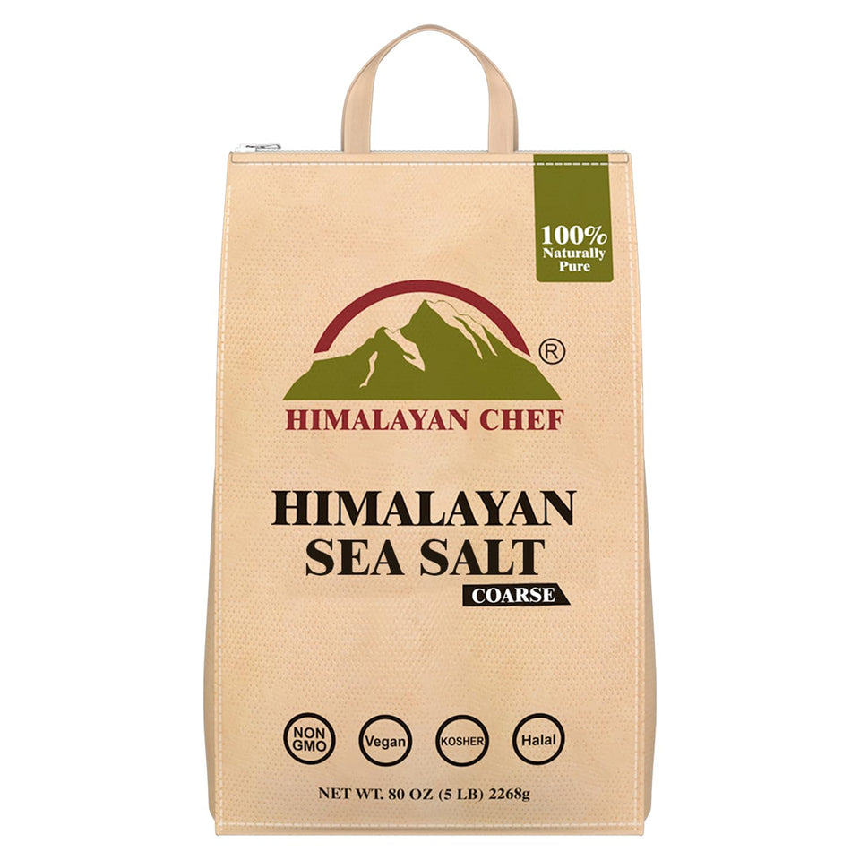 Himalayan Chef sea salt coarse bag ready for everyday cooking and grinder refills.