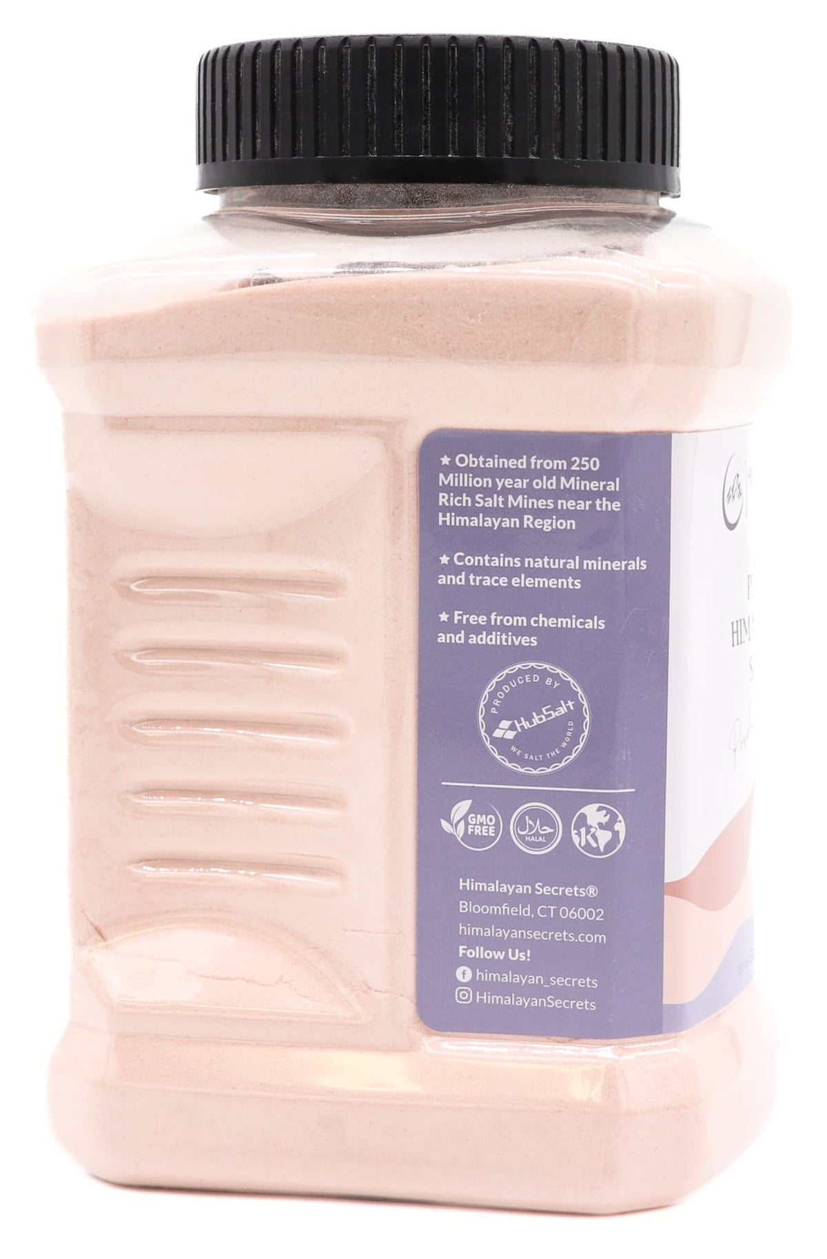 Himalayan Secrets pink salt crystals closeup; displays natural minerals.