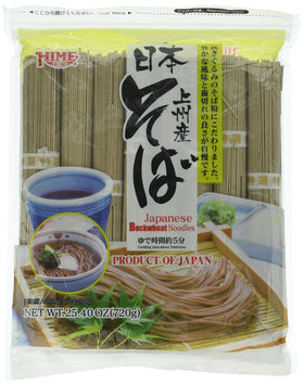 Hime buckwheat soba noodles pack ready for boiling and family meals.