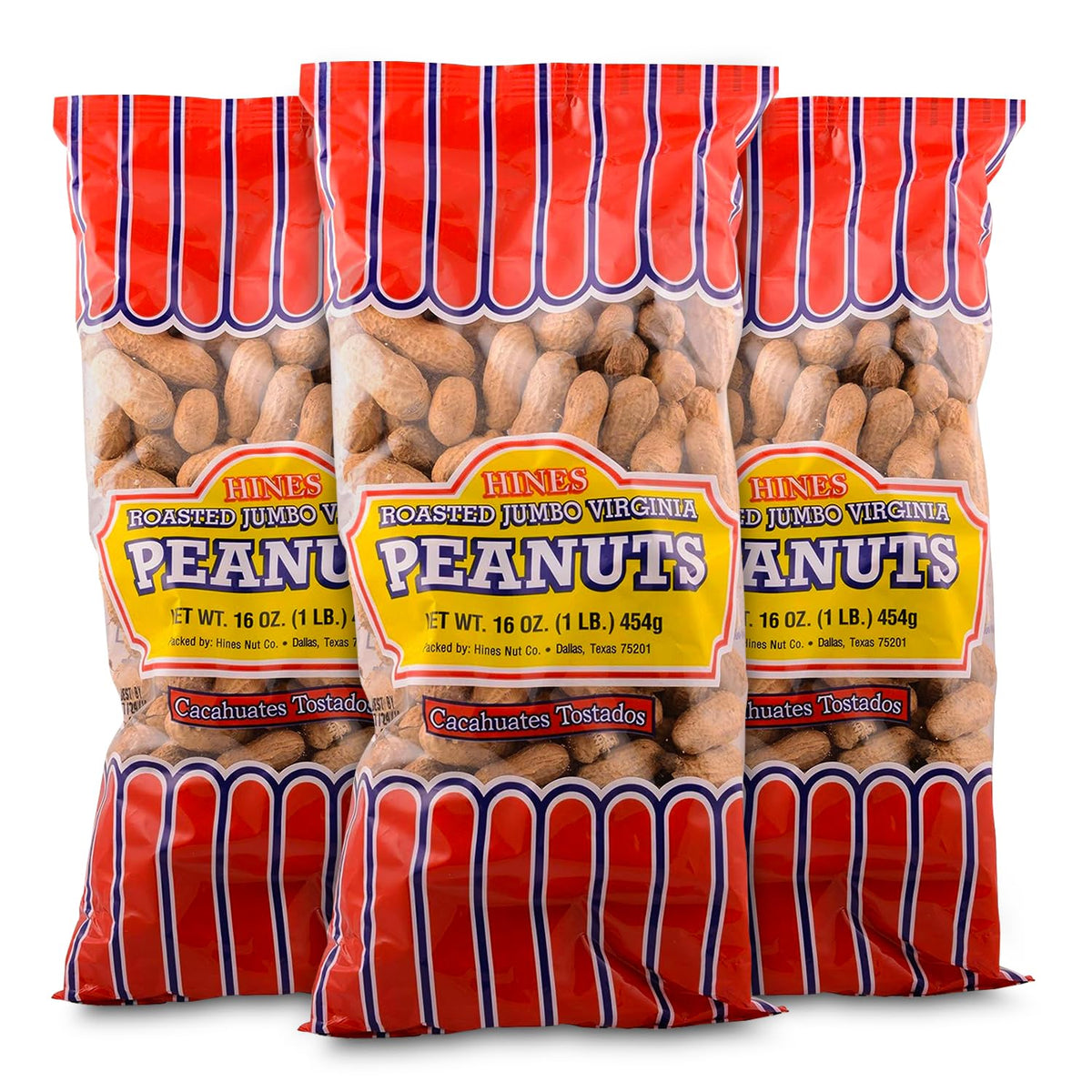 Hines Roasted In Shell Peanuts 3-Pack: ready-to-crack shells for fresh snacking
