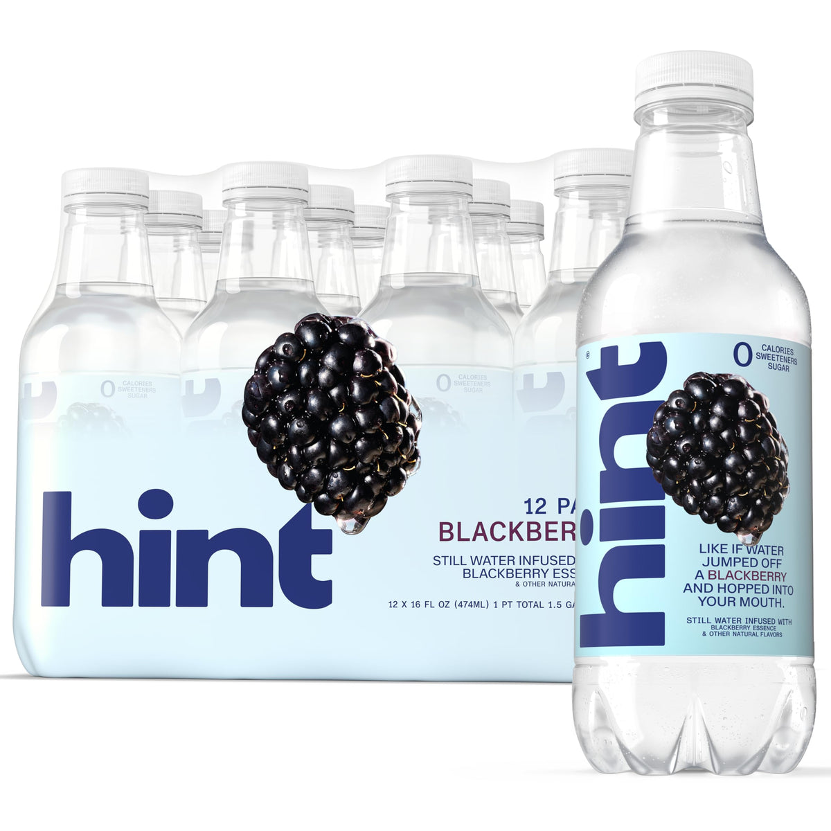 Hint blackberry flavored water bottle 16oz, crisp and refreshing