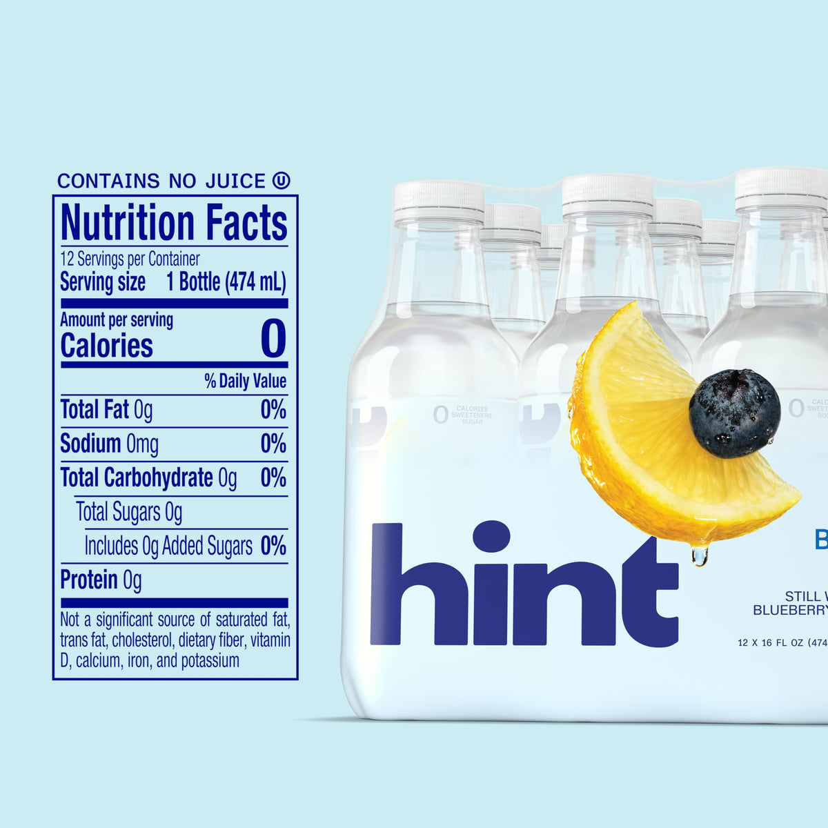Hint bottle on desk promotes flavorful, calorie-free hydration.