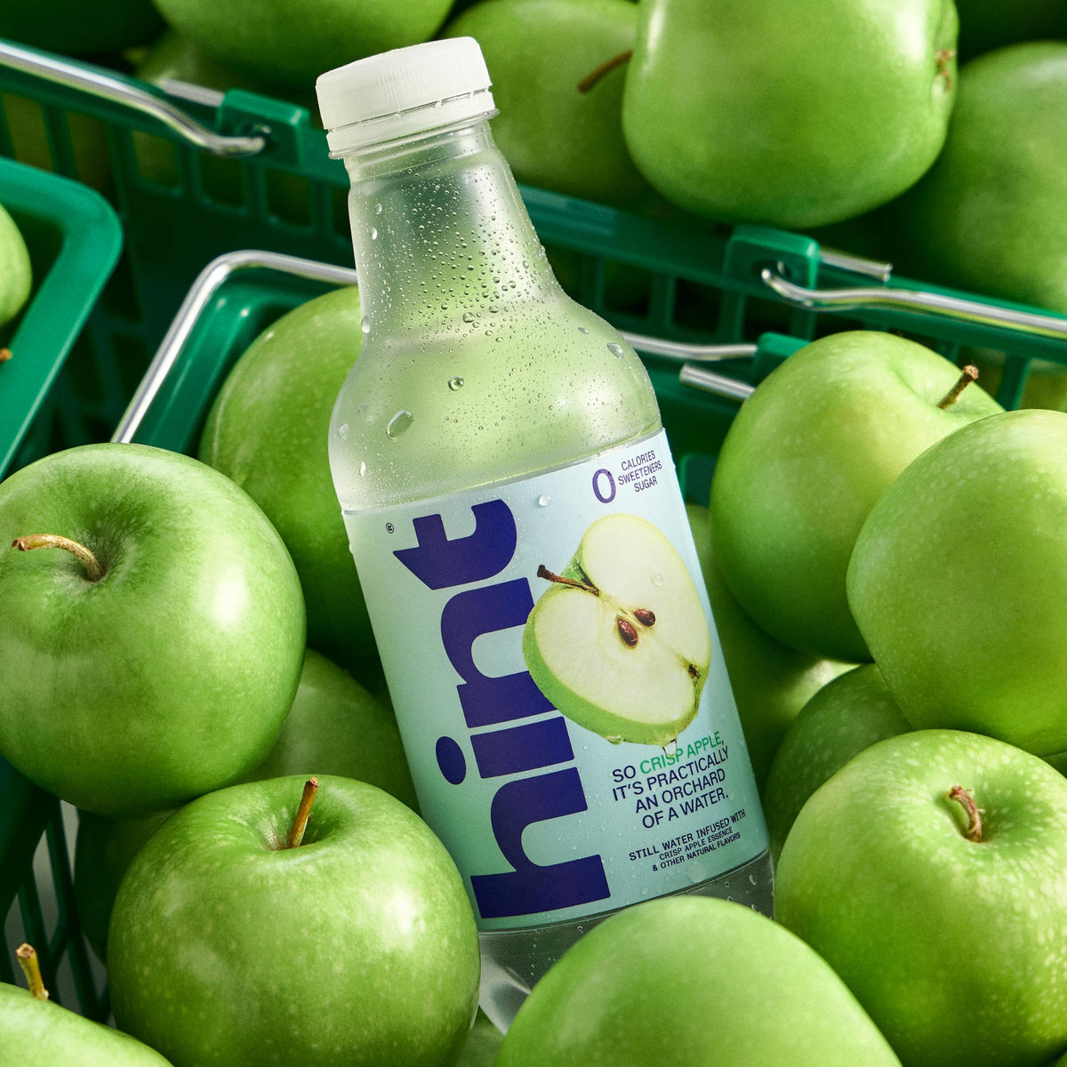 Hint bottle pour shot suggests convenient hydration anywhere.