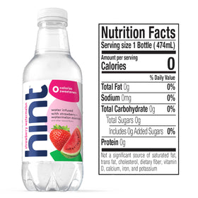 Hint bottle pouring with real fruit essences emphasizing natural flavor