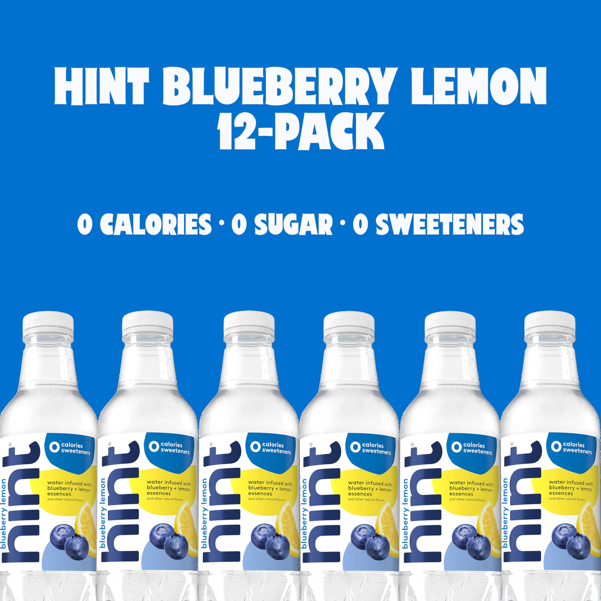 Hint case of 12 bottles for home or office hydration.