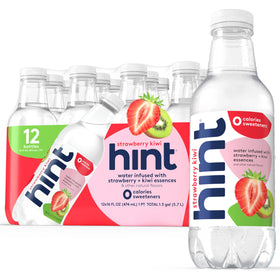 Hint fruit-infused water strawberry kiwi pour highlights zero sugar and clean taste