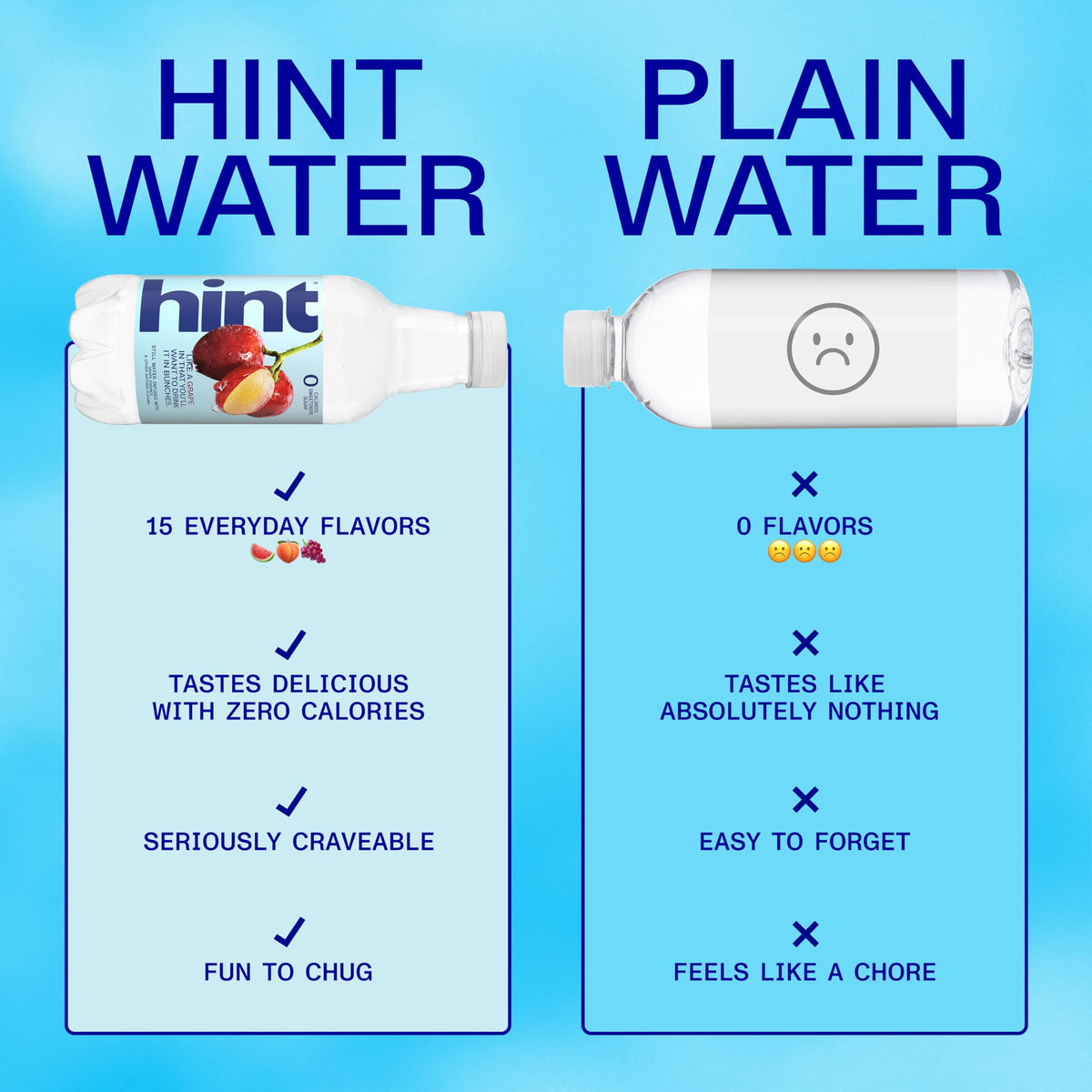 Hint 12-pack case highlighting convenient hydration for home, work, or travel.