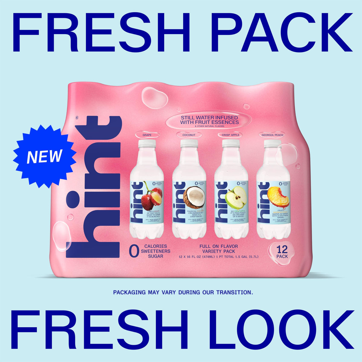 Hint still water close-up reveals crisp taste with no calories.