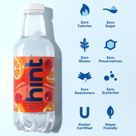 Hint fruit-infused water cranberry orange label close-up highlighting natural flavor.