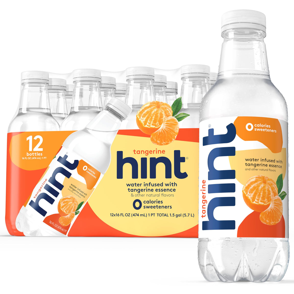 Hint fruit-infused water bottle shows real tangerine flavor for crave-worthy hydration.
