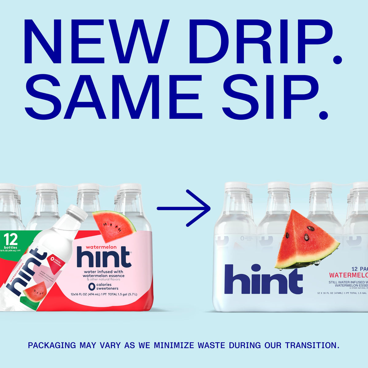Hint Watermelon bottle pouring into glass reveals crisp, zero-calorie refreshment