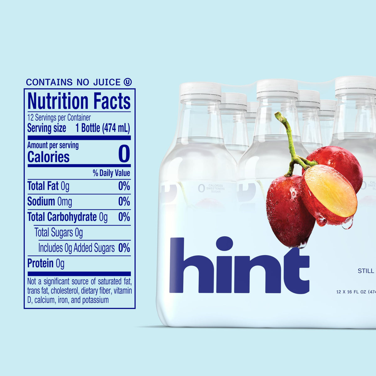 Hint grape fruit-infused water bottle label delivers crisp grape flavor without additives