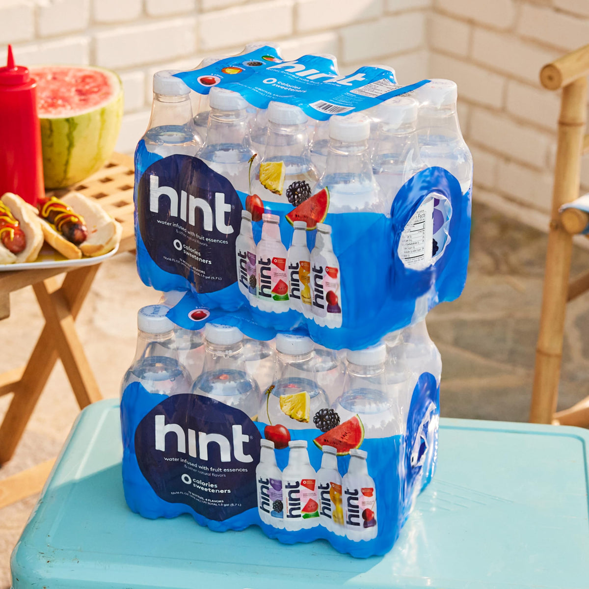 Hint Infused Bottled Water label emphasizes zero sugar and zero calories