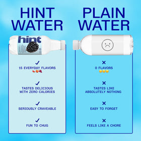 Hint natural fruit essences label highlighting sugar-free content