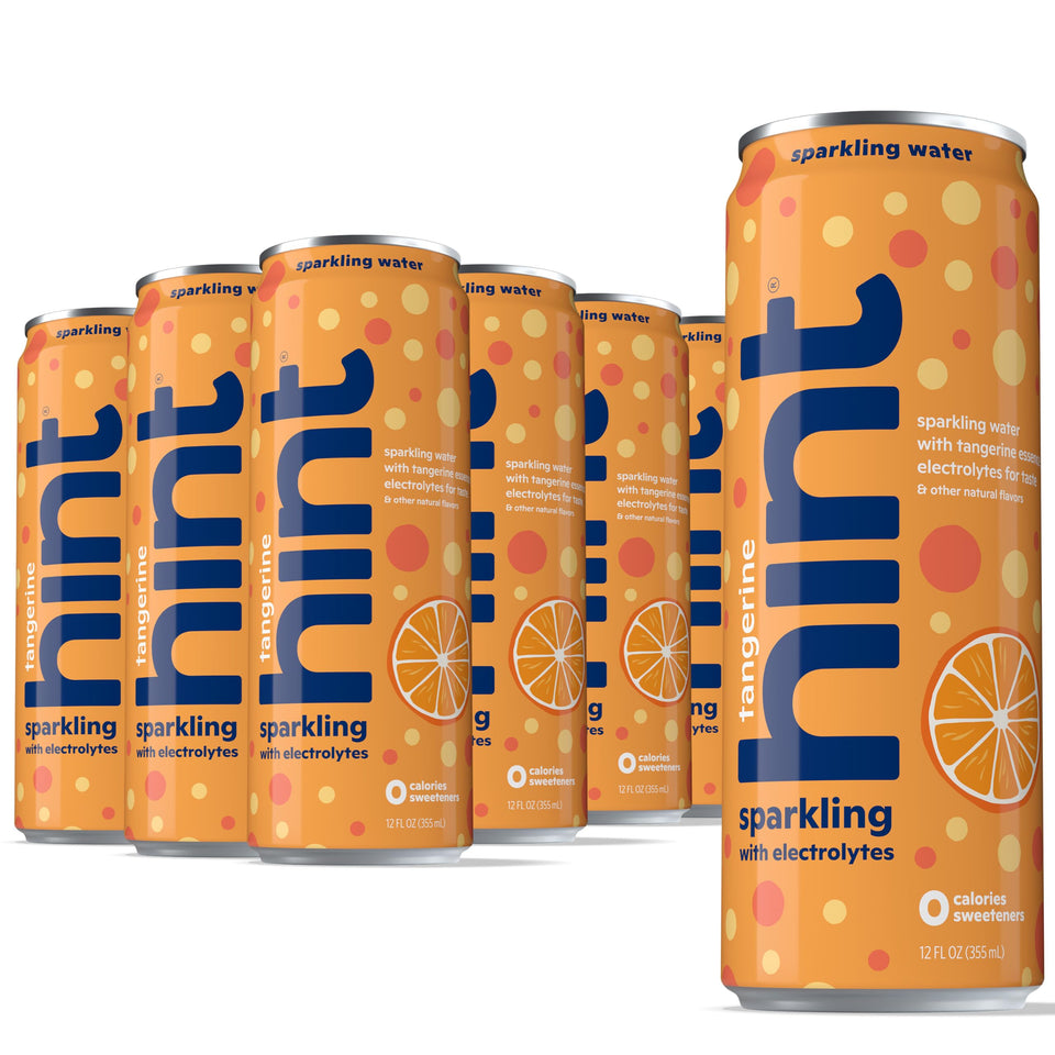 Hint Sparkling Water with Electrolytes Tangerine can—crisp zero-calorie hydration on the go