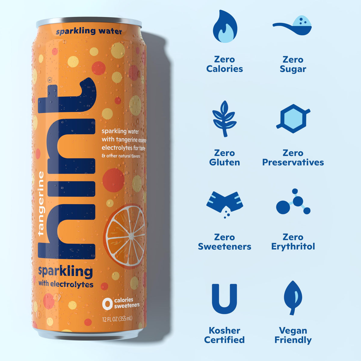 Hint Tangerine sparkling water with electrolytes for refreshing gym hydration
