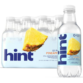Hint Pineapple Water bottle showing crisp pineapple flavor with zero sugar.