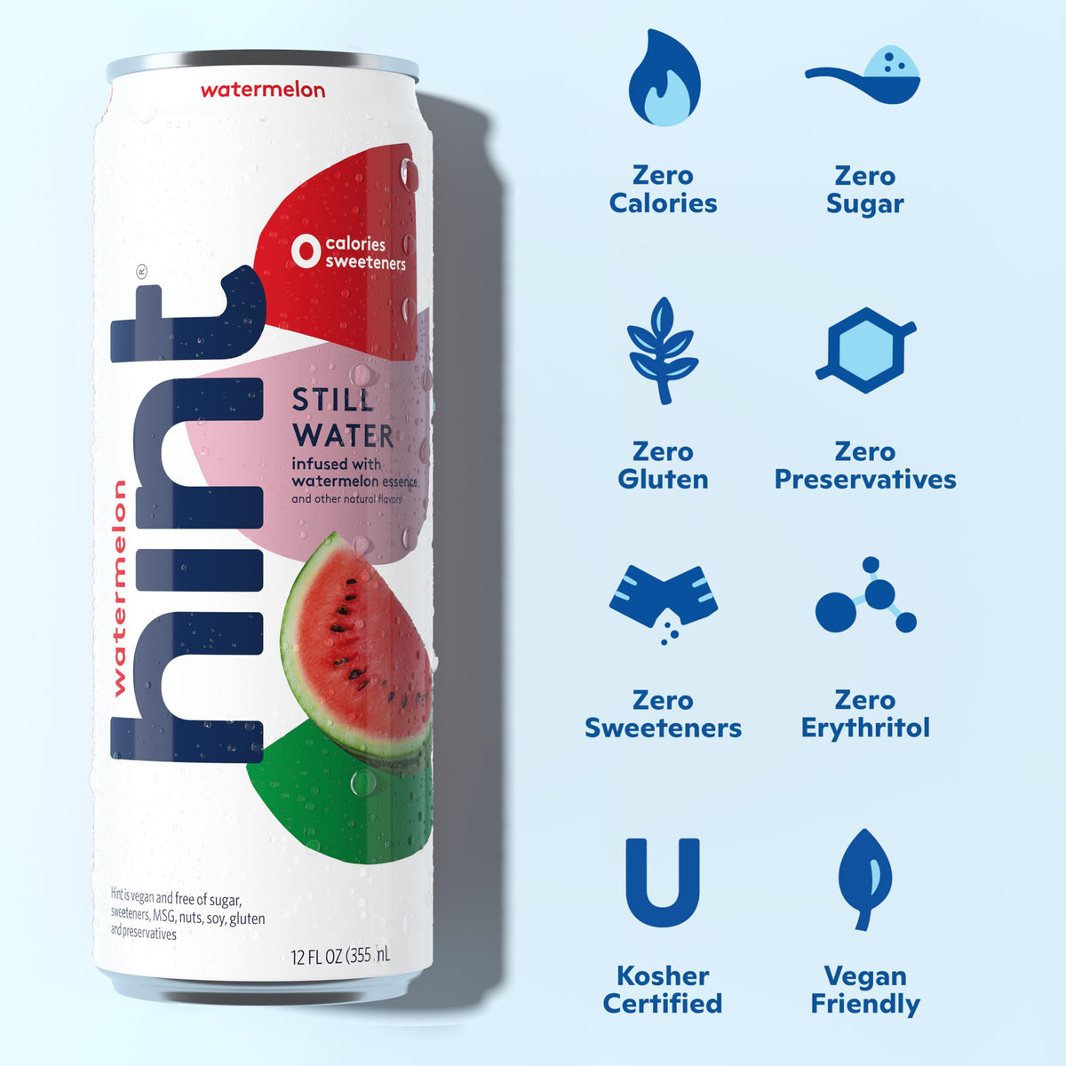 Hint Watermelon can pour highlights refreshing flavor with zero sugar.