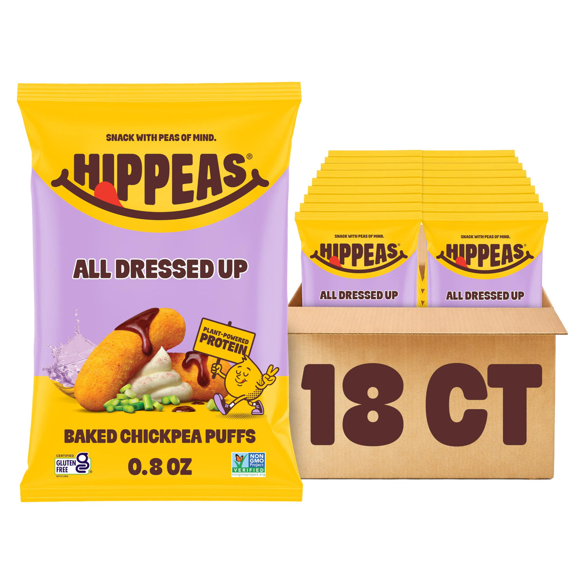 HIPPEAS All Dressed Barbecue bag close-up shows crisp, savory crunch for snack lovers.