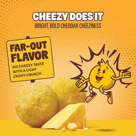 Hippeas Cheezy Cheddar Pops serving bowl ready for movie night crunch.