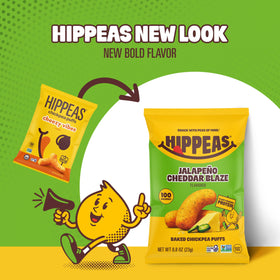 HIPPEAS jalapeno cheddar closeup highlights bold vegan flavor.