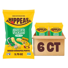 Hippeas Chickpea Puffs Dill Pickle bag, crisp and savory snack for anytime